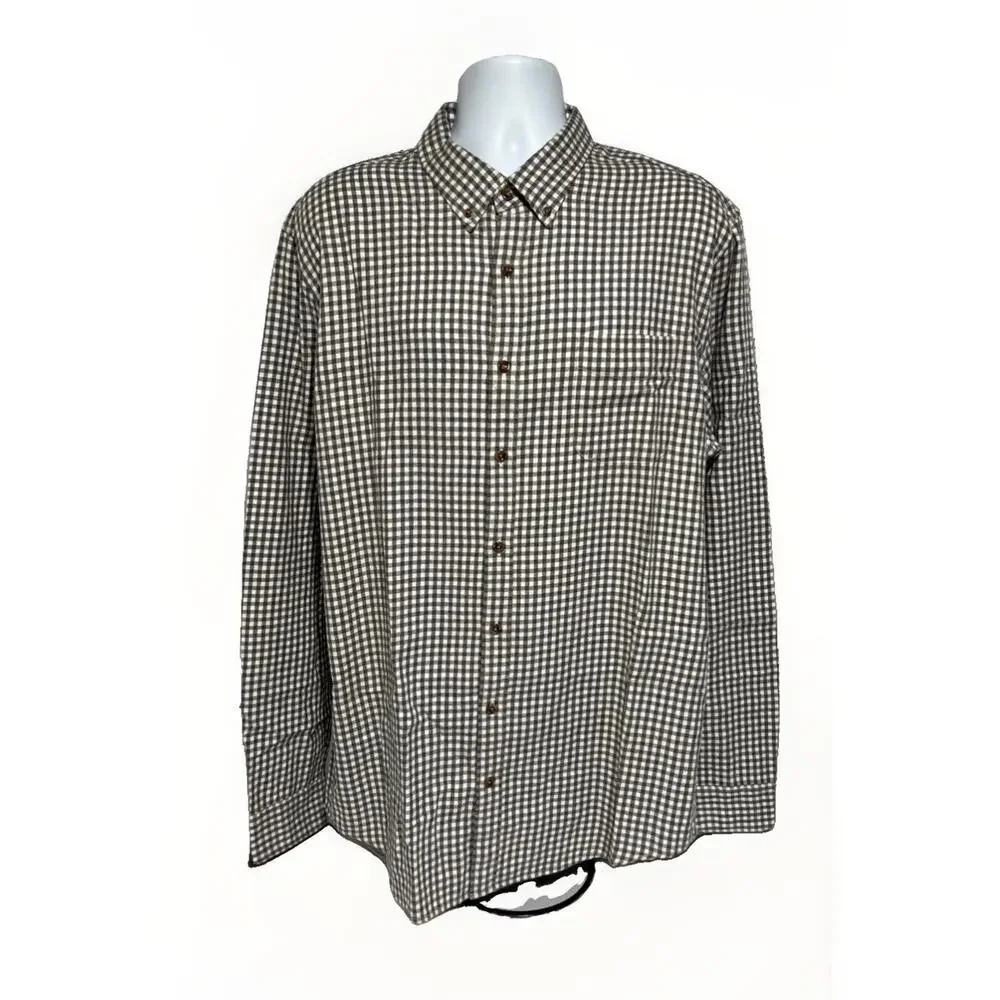 J Crew Mens XXLT Classic Brushed Twill Flannel Button Down Gray Check Shirt
